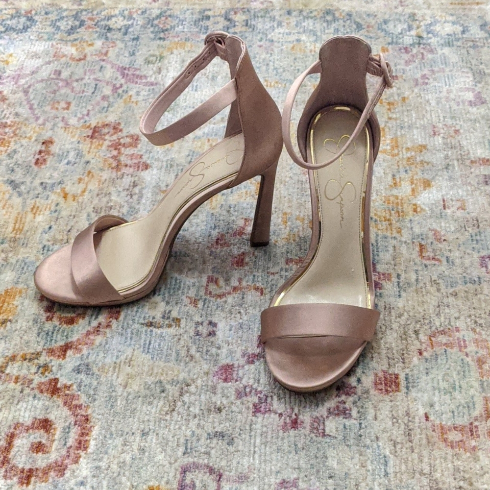 Rose tone satin heels